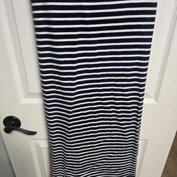 Anne Taylor The Loft Size XL Navy Blue White Striped Front Tie Dress Worn Once - Picture 10 of 12
